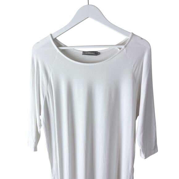Alembika White T Shirt Dress Tunic Slits Size 1 6-8 Lagenlook - Picture 7 of 8